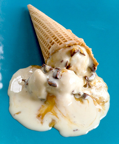 Melting ice cream cone